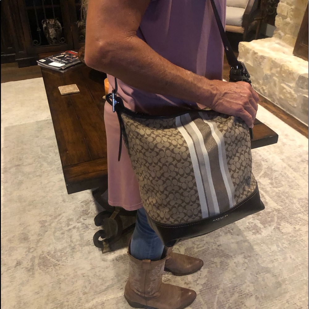 Authentic Small C Dark Brown Leather Coach Purse